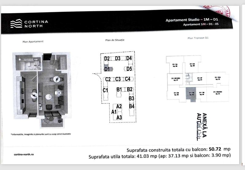 Pipera, Aviatiei, Cortina North, studio dublu lux, 110k pret cu tva.